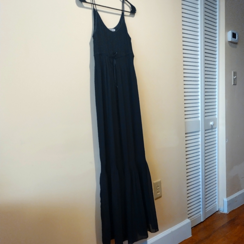 vintage ROBBIE BEE black pleated  maxi dress